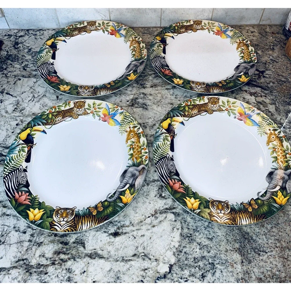 Set of 11 Sakura Jungle Animals Stephanie Stouffer Stoneware Dinner Salad 10